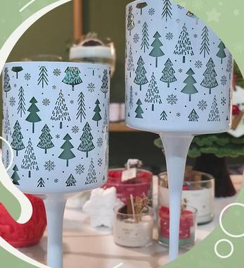 Copas con vela decoradas de Navidad